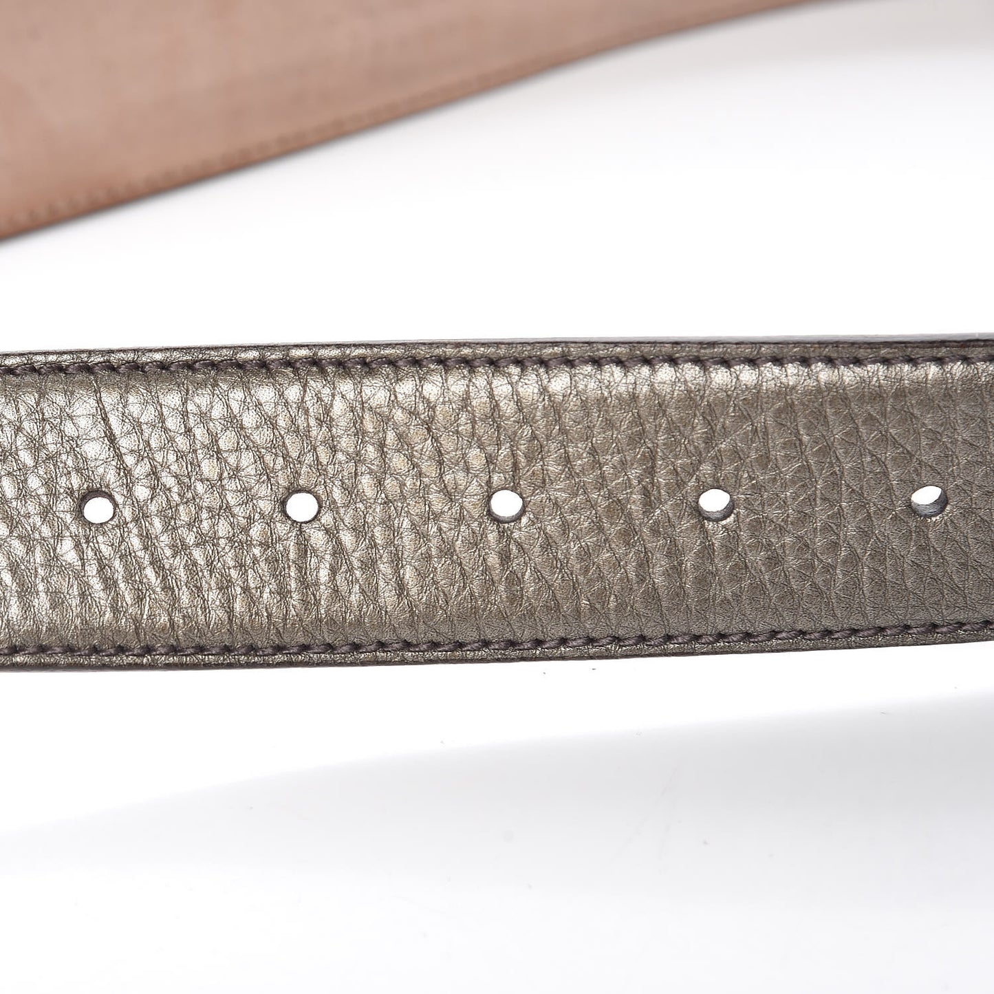 Metallic Calfskin Interlocking G 40mm Belt 85 34 Pewter
