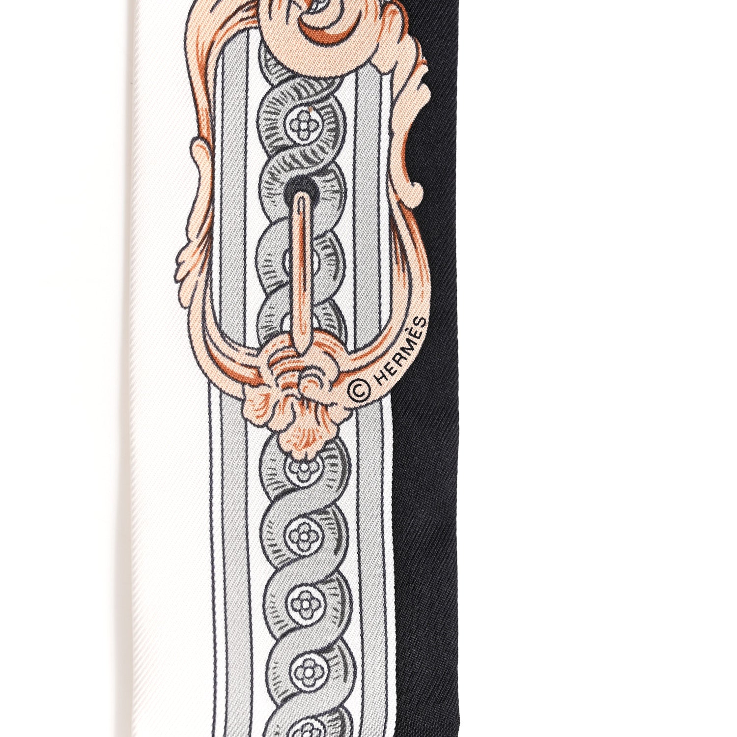 Hermes Silk Bride De Cour Twilly Black White Or Rose 1869133