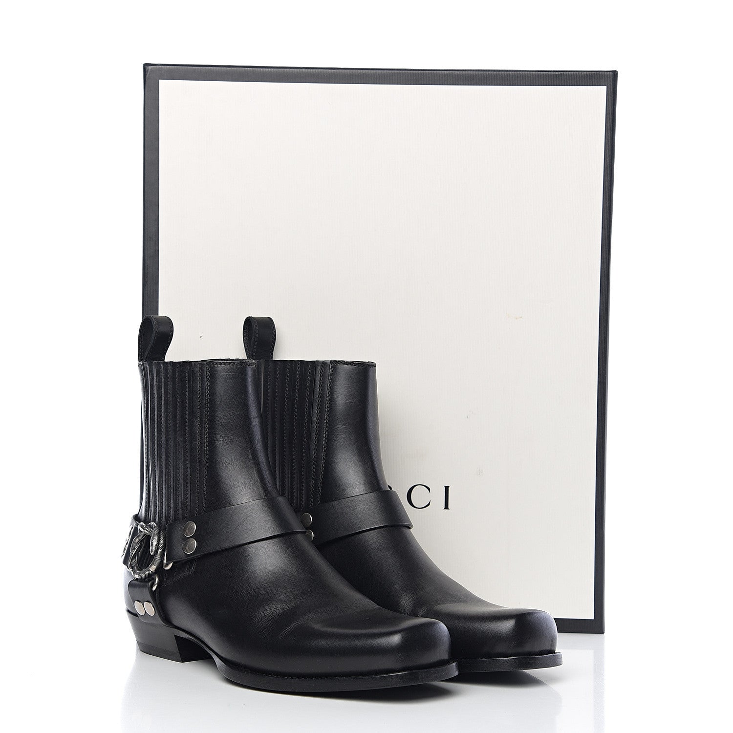 Gucci Calfskin Mens Harness Ankle Boots 8.5 Black 9 of 9