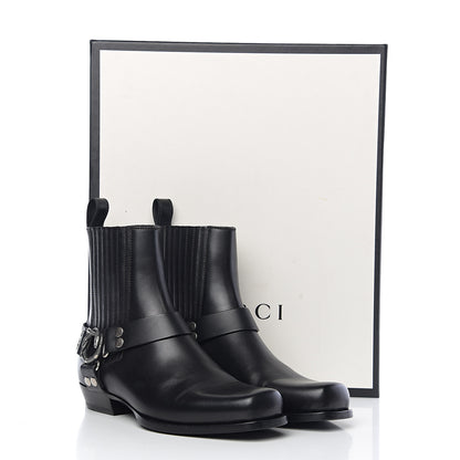 Gucci Calfskin Mens Harness Ankle Boots 8.5 Black 9 of 9
