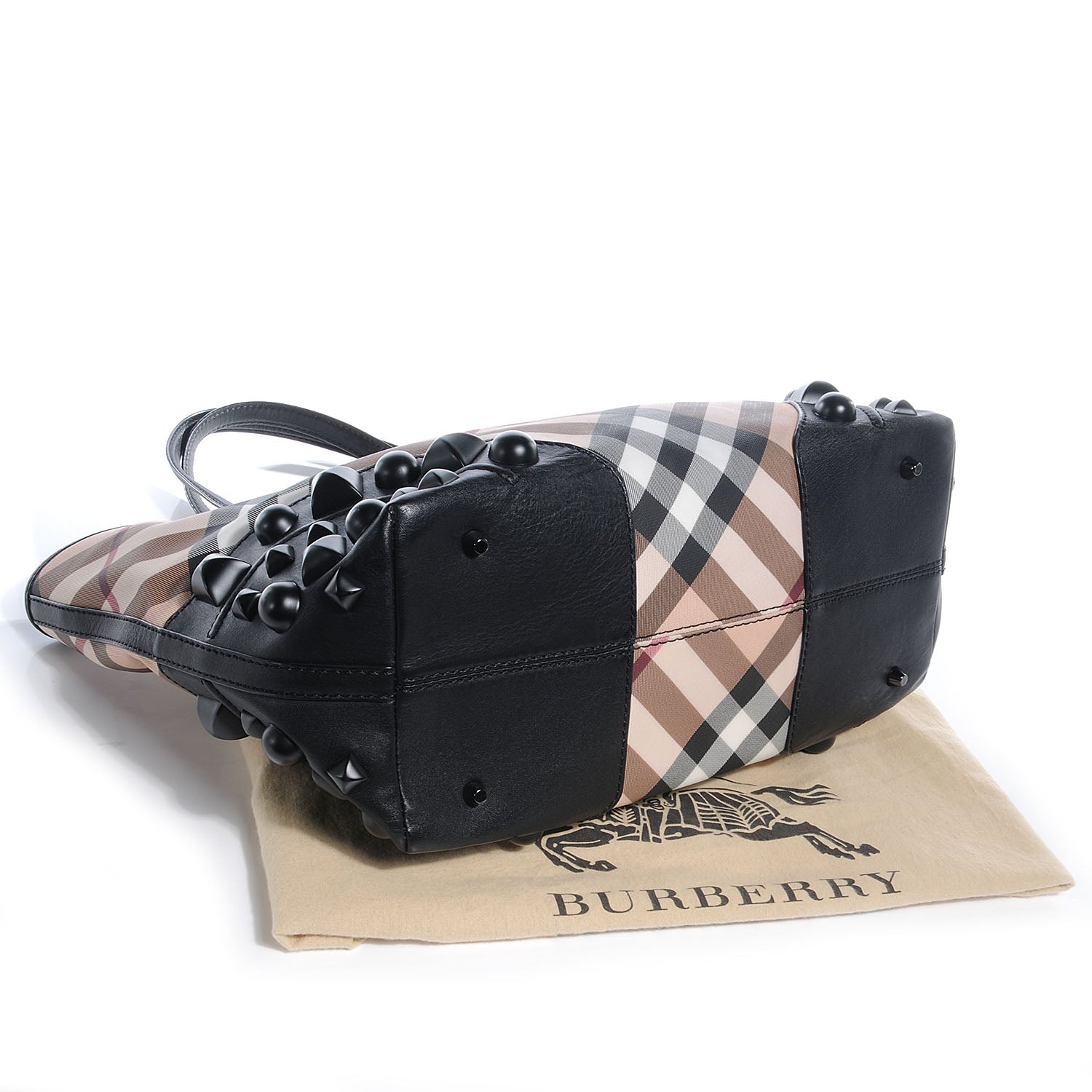 Burberry Nova Check Mega Stud Nickie Tote Black 4 of 11