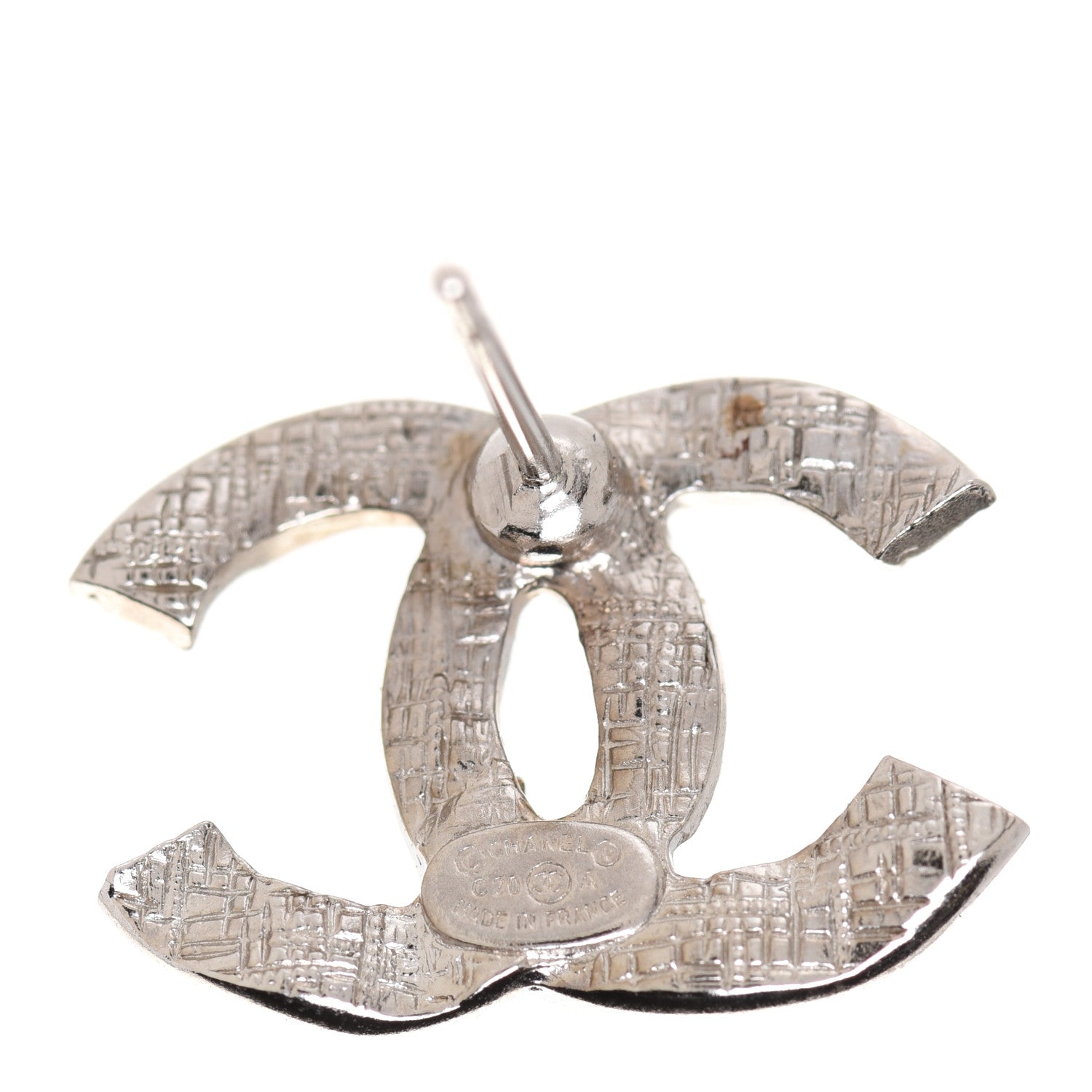 Chanel Crystal Large CC Earrings Silver 4 of 5
