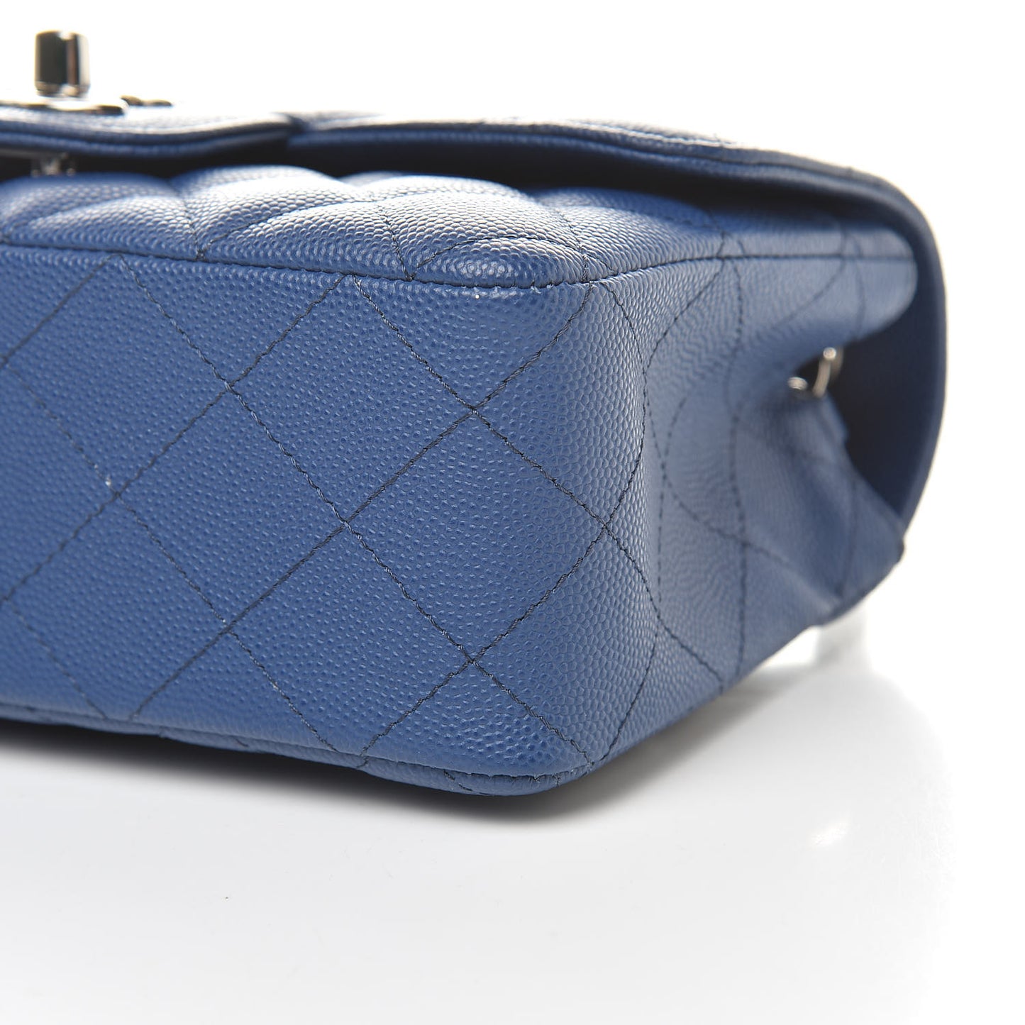 Caviar Quilted Mini Rectangular Flap Blue