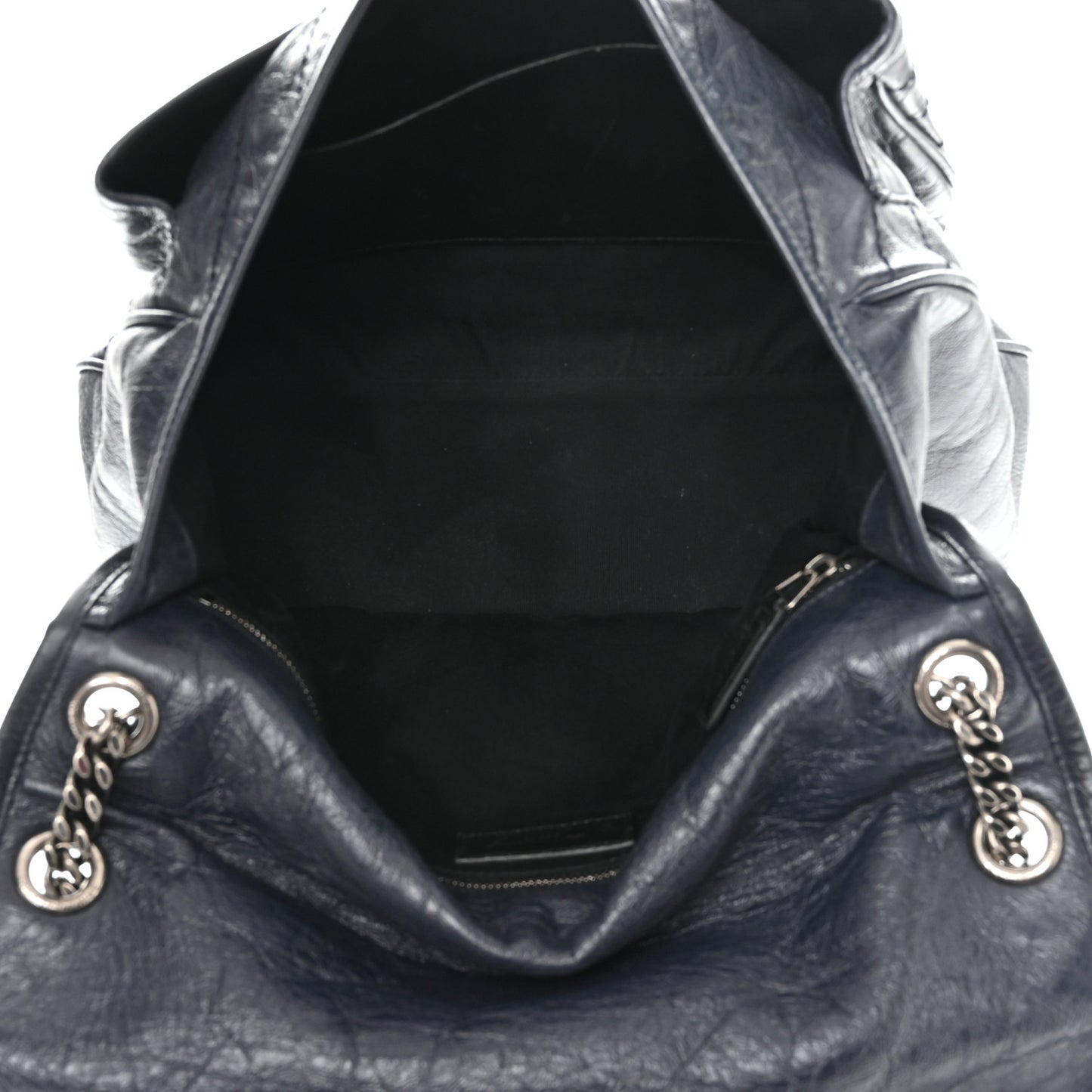 Crinkled Calfskin Matelasse Monogram Large Niki Chain Satchel Deep Marine