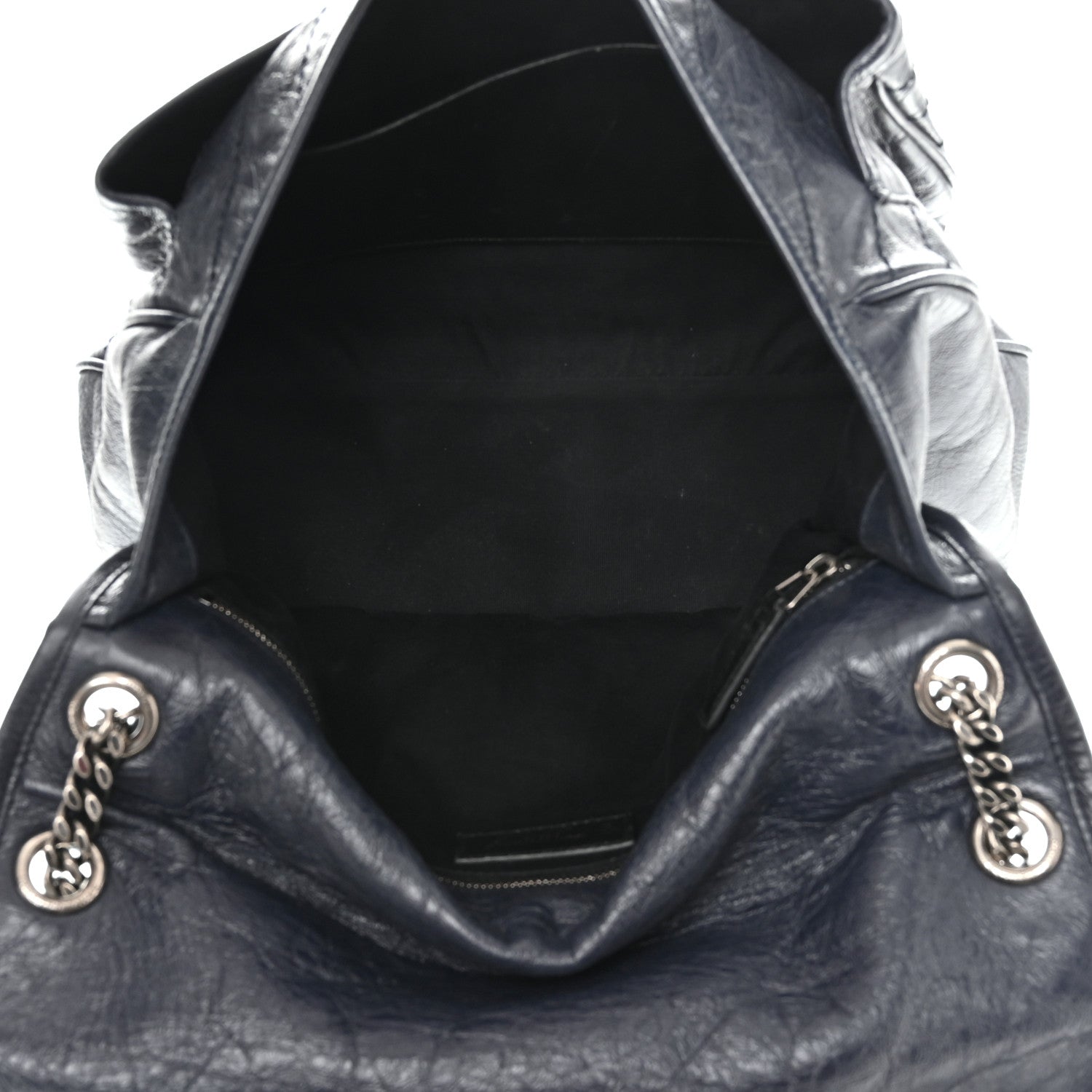 Saint Laurent Crinkled Calfskin Matelasse Monogram Large Niki Chain Satchel Deep Marine 5 of 16