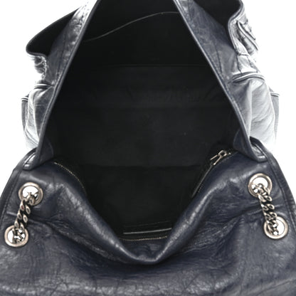 Saint Laurent Crinkled Calfskin Matelasse Monogram Large Niki Chain Satchel Deep Marine 5 of 16
