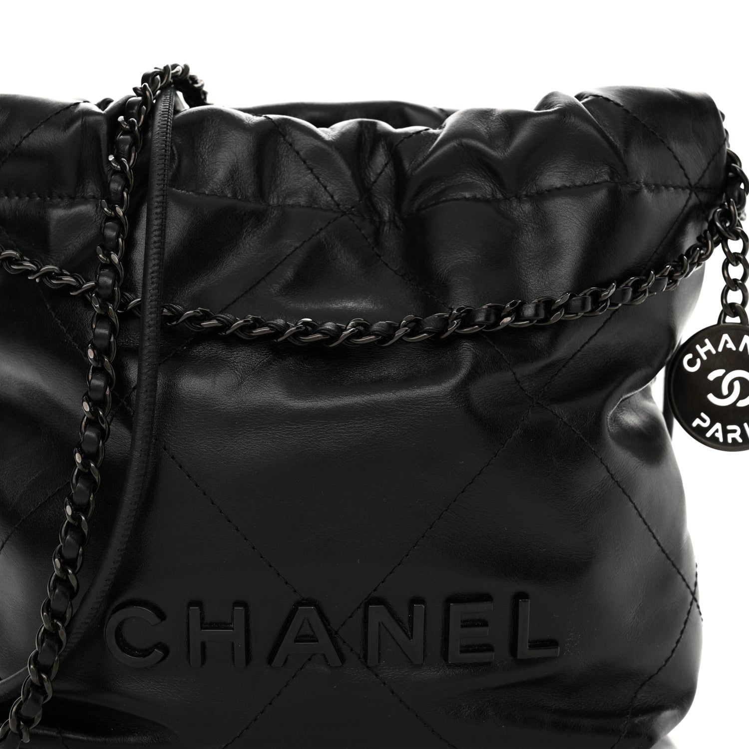 Chanel Shiny Calfskin Quilted Mini Chanel 22 So Black 8 of 11