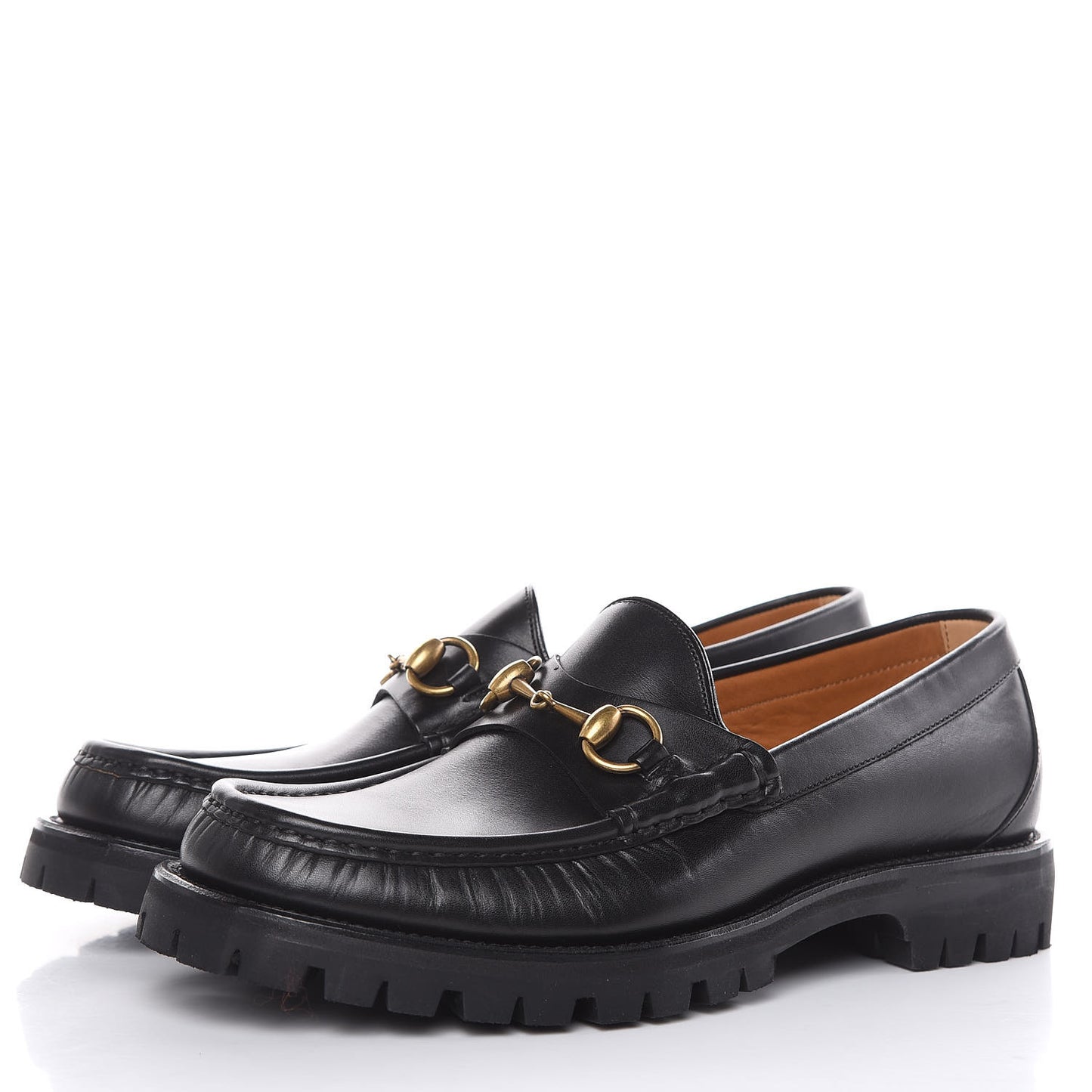 Calfskin Cirano Lux Mens Horsebit Lug Sole Loafers 7.5 Black