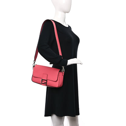 Fendi Cuoio Roma Sellerissima Nappa Sintetica Tape Stitch Baguette Pink Dalia 3 of 8