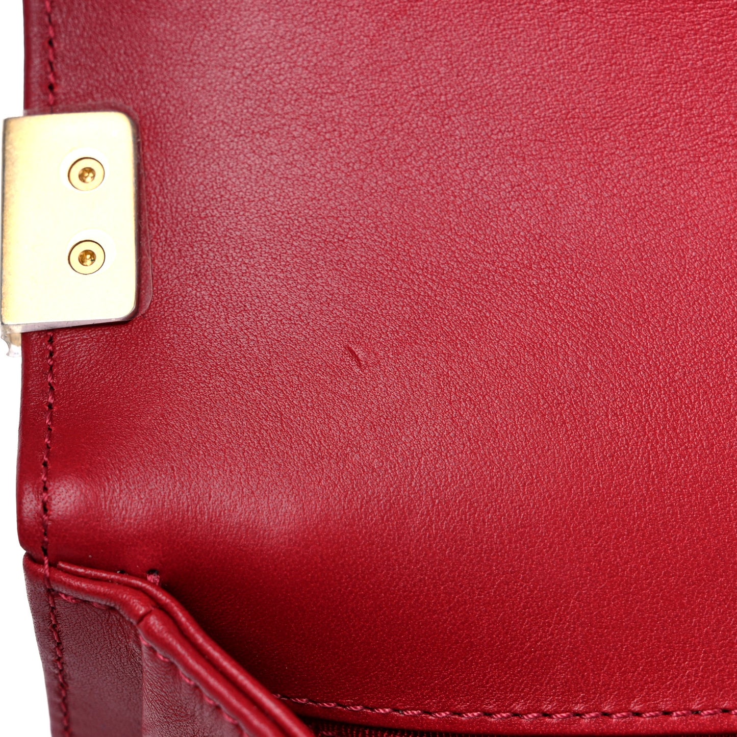 Calfskin Medium Boy Logo Top Handle Flap Red
