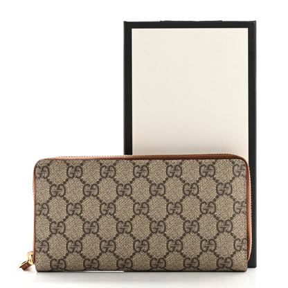 Gucci GG Supreme Monogram Cuoio Toscano Zip Around Wallet Beige Ebony Cuir 8 of 8