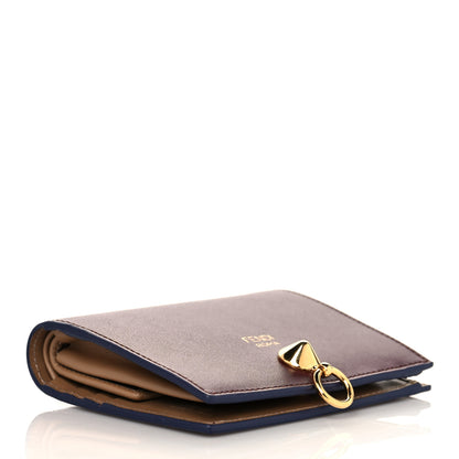 Fendi Vitello Liberty Vitello Century Bi-Color By The Way Compact Bi-Fold Wallet Bordeaux Sand 4 of 7