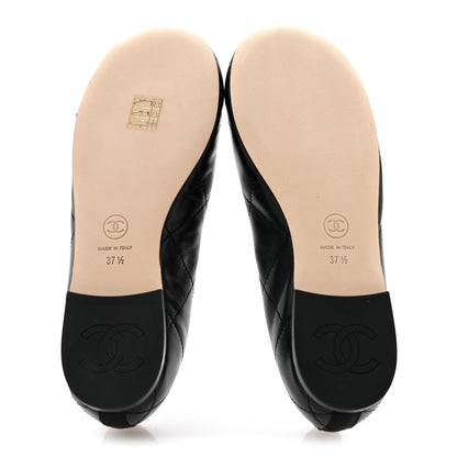 Chanel Lambskin Quilted CC Cambon Ballet Flats 37.5 Black White 6 of 10