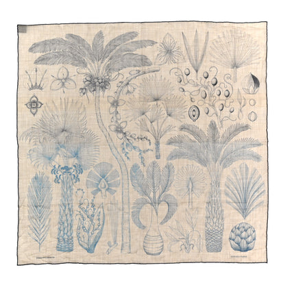 Hermes Cashmere Index Palmarum Finesse Scarf 90 White Bleu Kaki 1 of 6