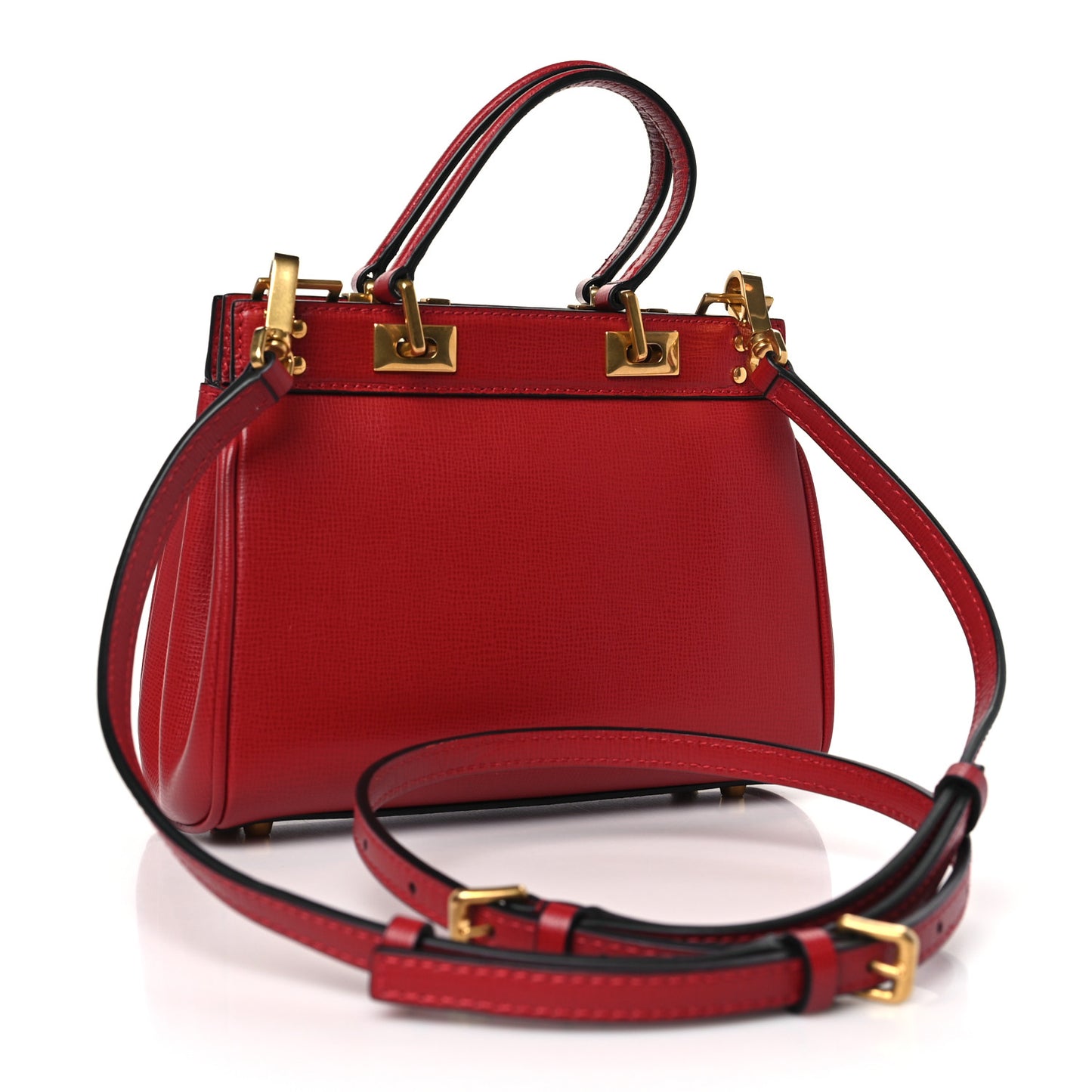 Grainy Calfskin Mini Rockstud Alcove Top-Handle Bag Rouge Pur