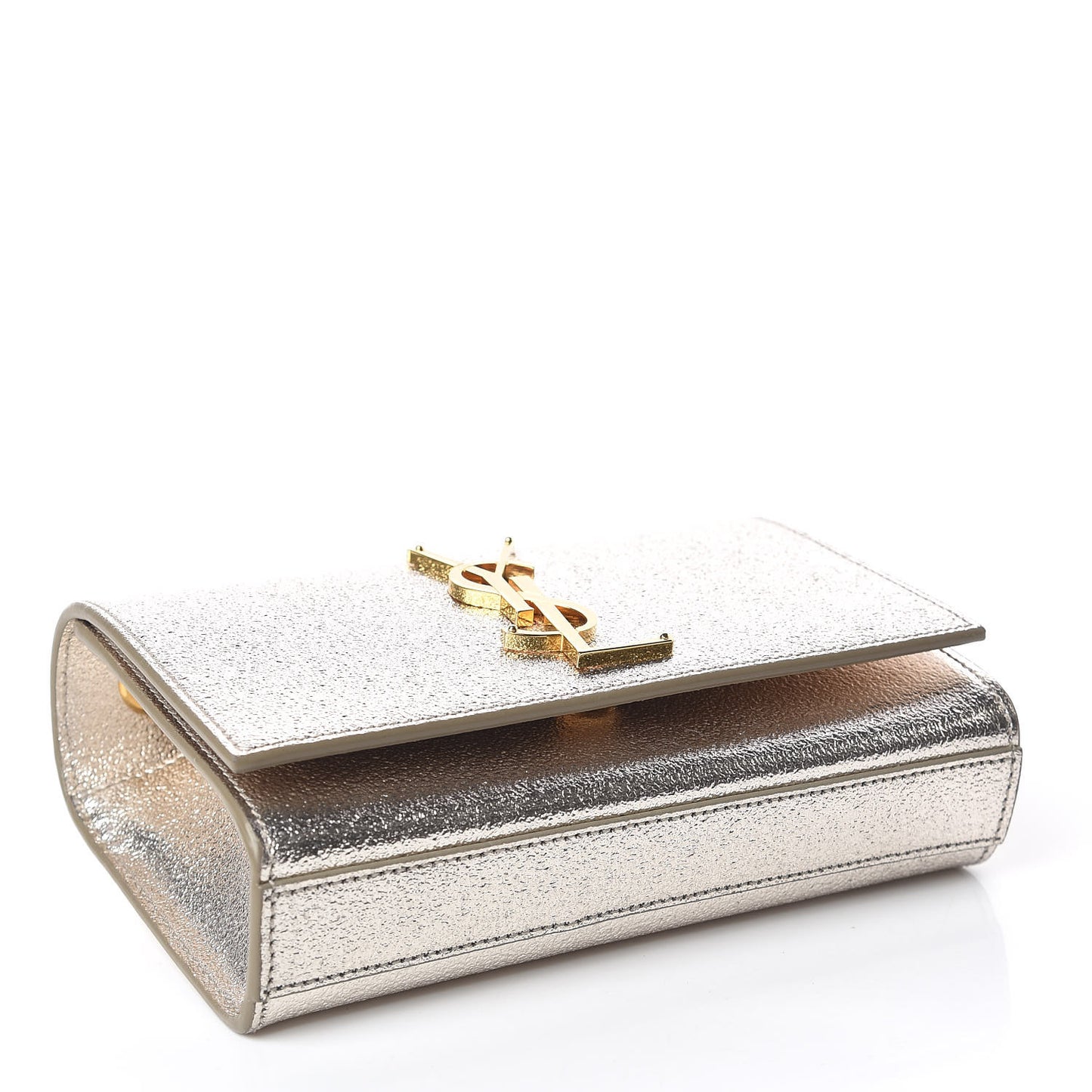 Metallic Calfskin Small Classic Monogram Kate Satchel Pale Gold