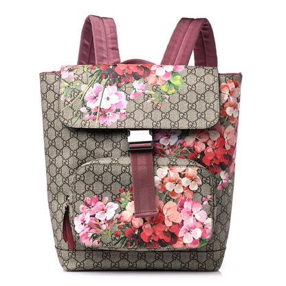Gucci GG Supreme Monogram Blooms Medium Single Buckle Backpack Beige Multicolor Dry Rose 1 of 13