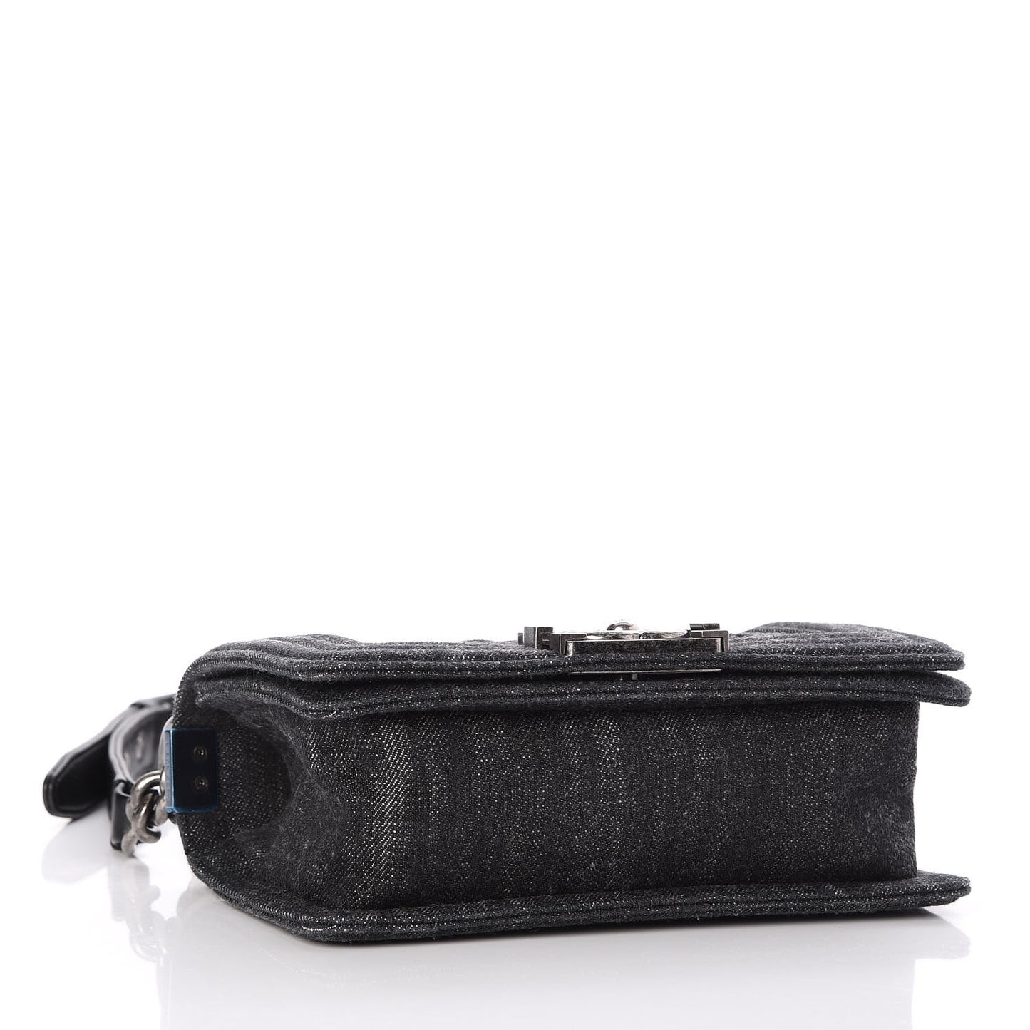 Denim Quilted Small Boy Flap Black