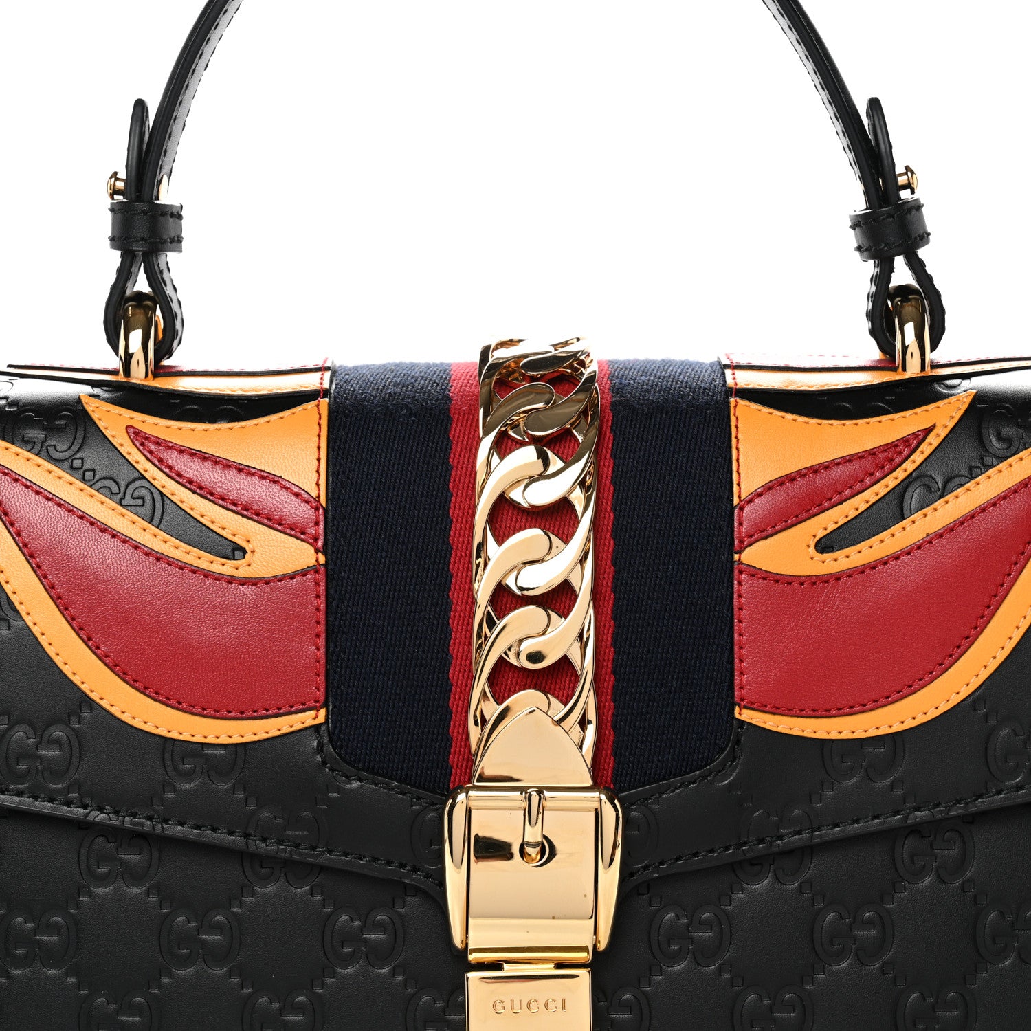 Gucci Guccissima Signature Medium Sylvie Top Handle Bag Black 8 of 10