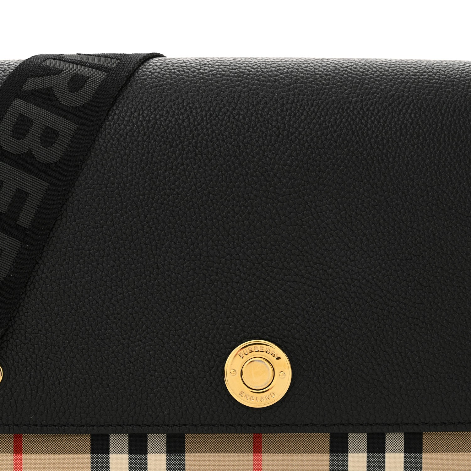 Burberry Grainy Calfskin Vintage Check Note Crossbody Bag Black 8 of 10