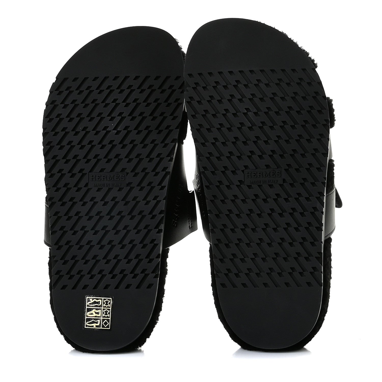 Hermes Calfskin Woolskin Womens Chypre Sandals 36 Black 8 of 12