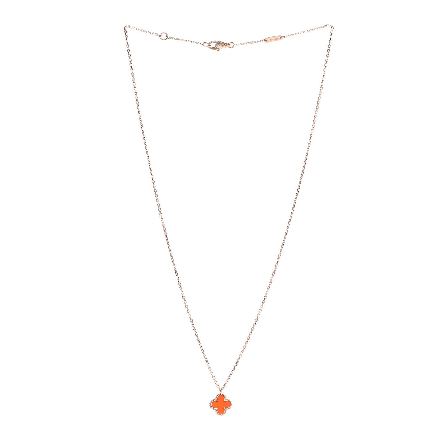 18K Rose Gold Carnelian Sweet Alhambra Pendant Necklace