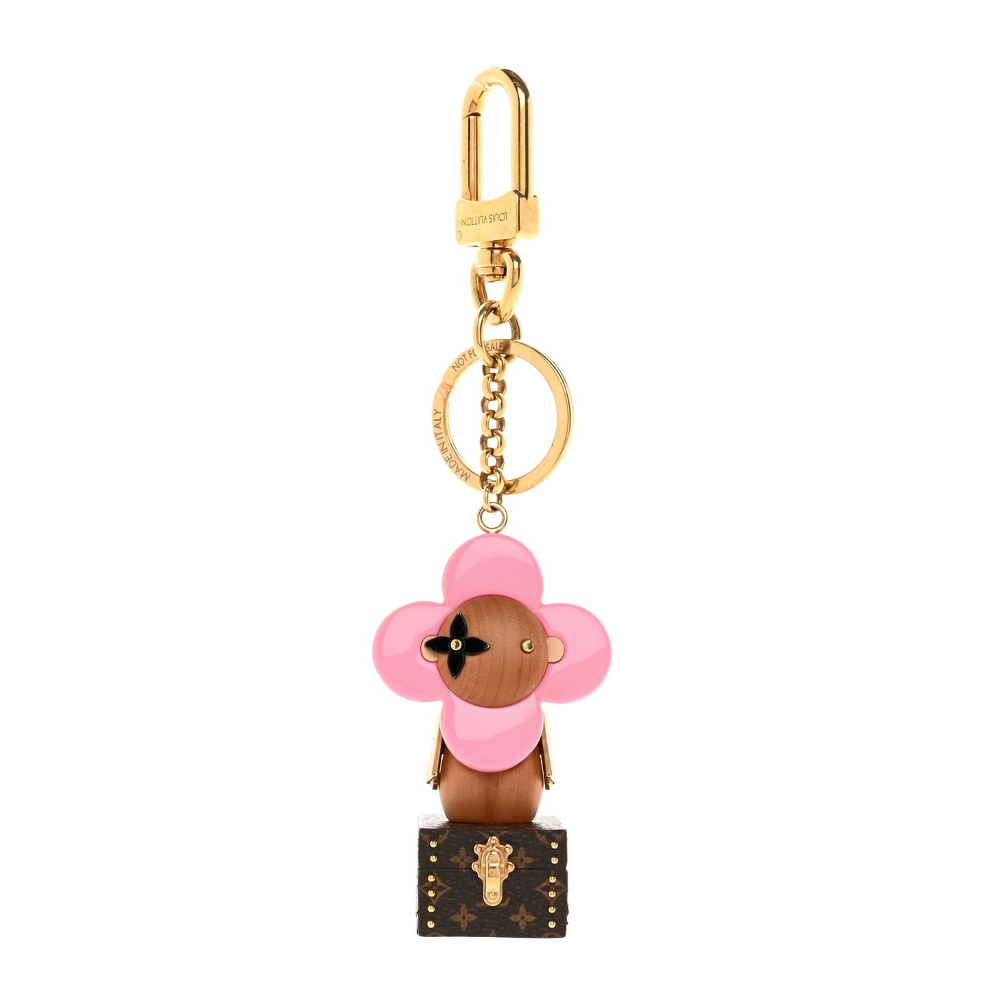 Resin Wood Vivienne Trunk VIP Bag Charm Key Holder Pink