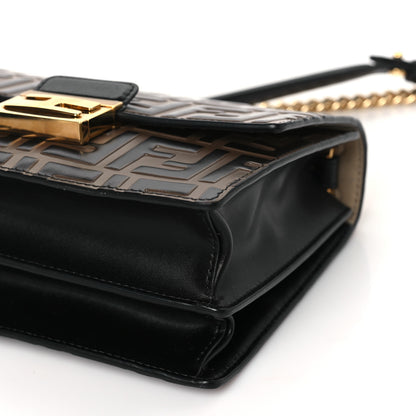 Fendi Vitello Liberty Bi-Color FF 1974 Embossed Small Kan U Shoulder Bag Maya Black 9 of 9