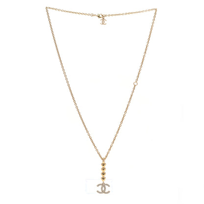 Chanel Crystal CC Heart Link Drop Necklace Gold 3 of 6