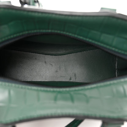 Balenciaga Semi Shiny Calfskin Crocodile Embossed Neo Classic Black Hardware Mini City Forest Green 5 of 14