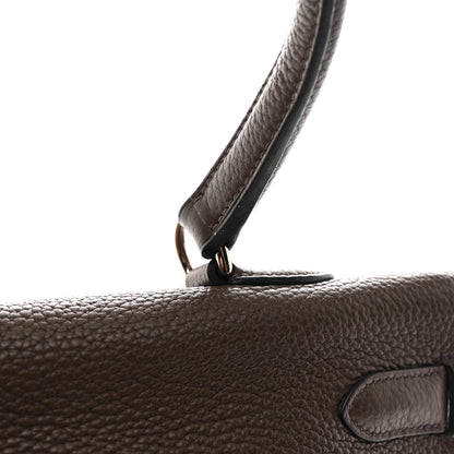 Hermes Taurillon Clemence Shoulder Kelly 40 Cafe 14 of 16