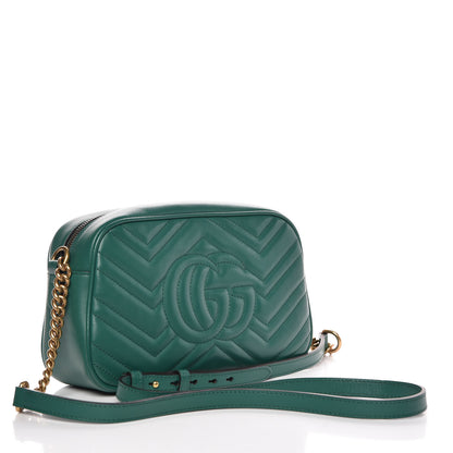 Gucci Calfskin Matelasse Small GG Marmont Chain Shoulder Bag Emerald Green 3 of 9