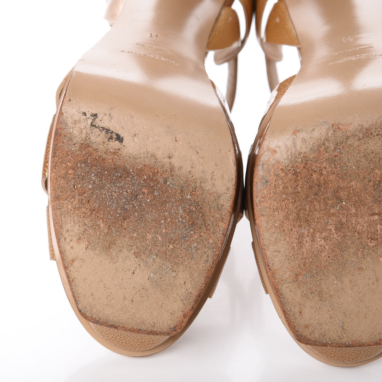 Pebbled Patent Tribute 105 Platform Sandals 41 Gold