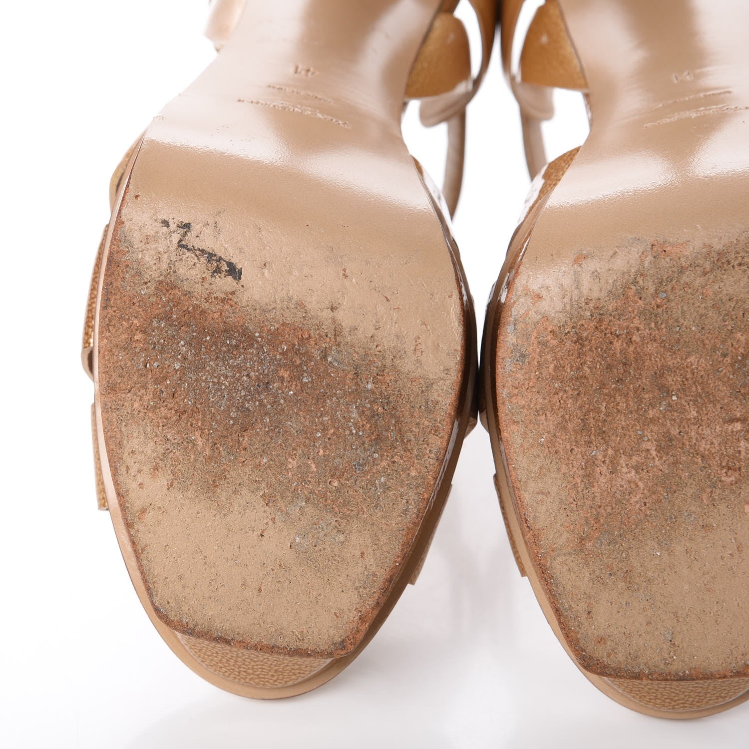 Saint Laurent Pebbled Patent Tribute 105 Platform Sandals 41 Gold 8 of 11