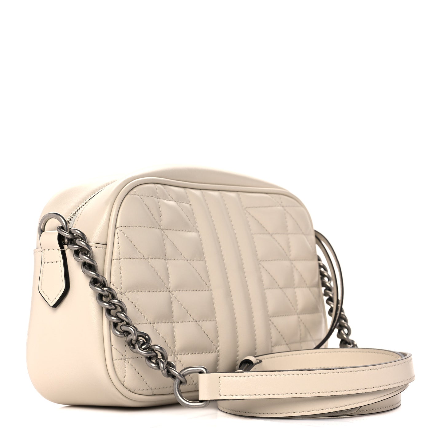 Calfskin Matelasse Aria Small GG Marmont Chain Shoulder Bag Mystic White