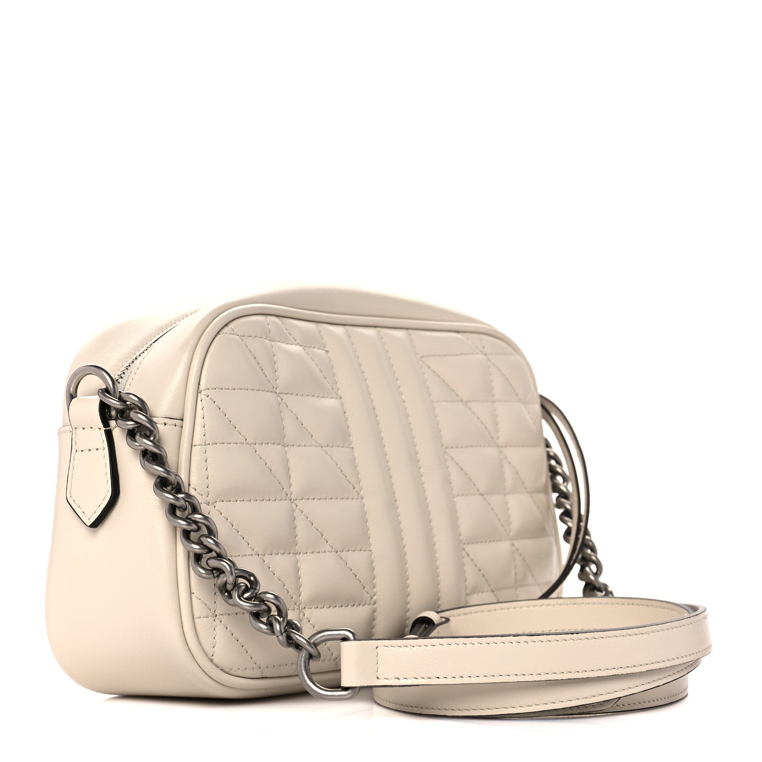 Gucci Calfskin Matelasse Aria Small GG Marmont Chain Shoulder Bag Mystic White 3 of 12