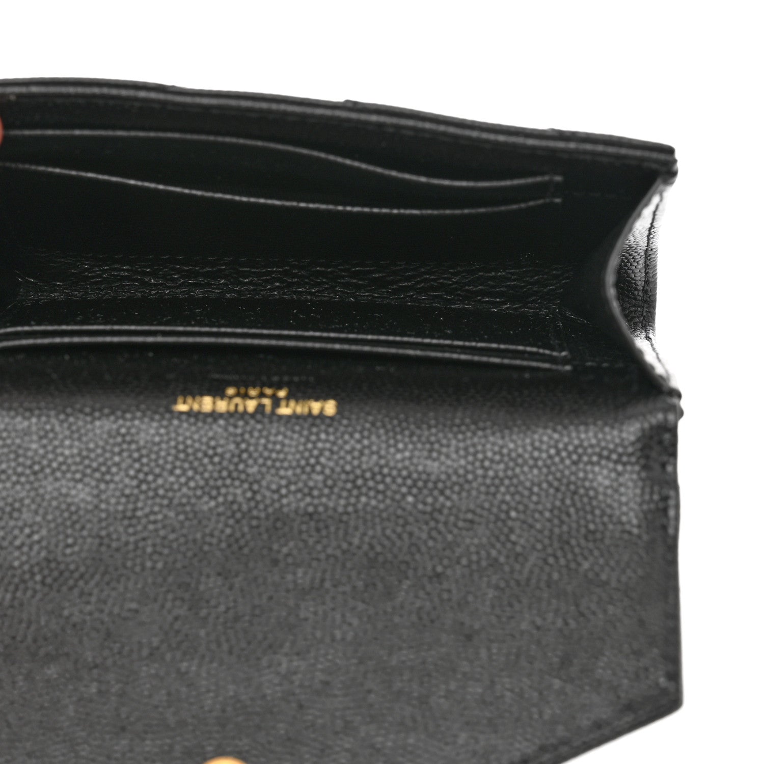 Saint Laurent Grain De Poudre Matelasse Chevron Small Monogram Envelope Wallet Black 5 of 8