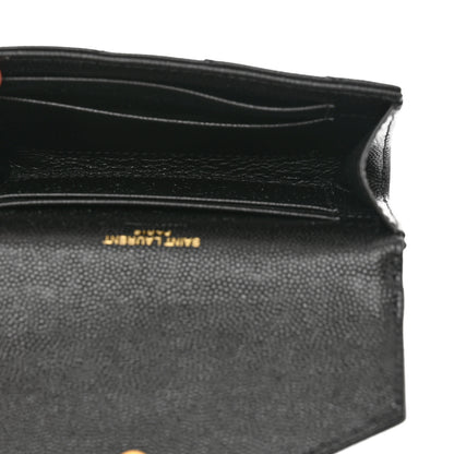 Saint Laurent Grain De Poudre Matelasse Chevron Small Monogram Envelope Wallet Black 5 of 8