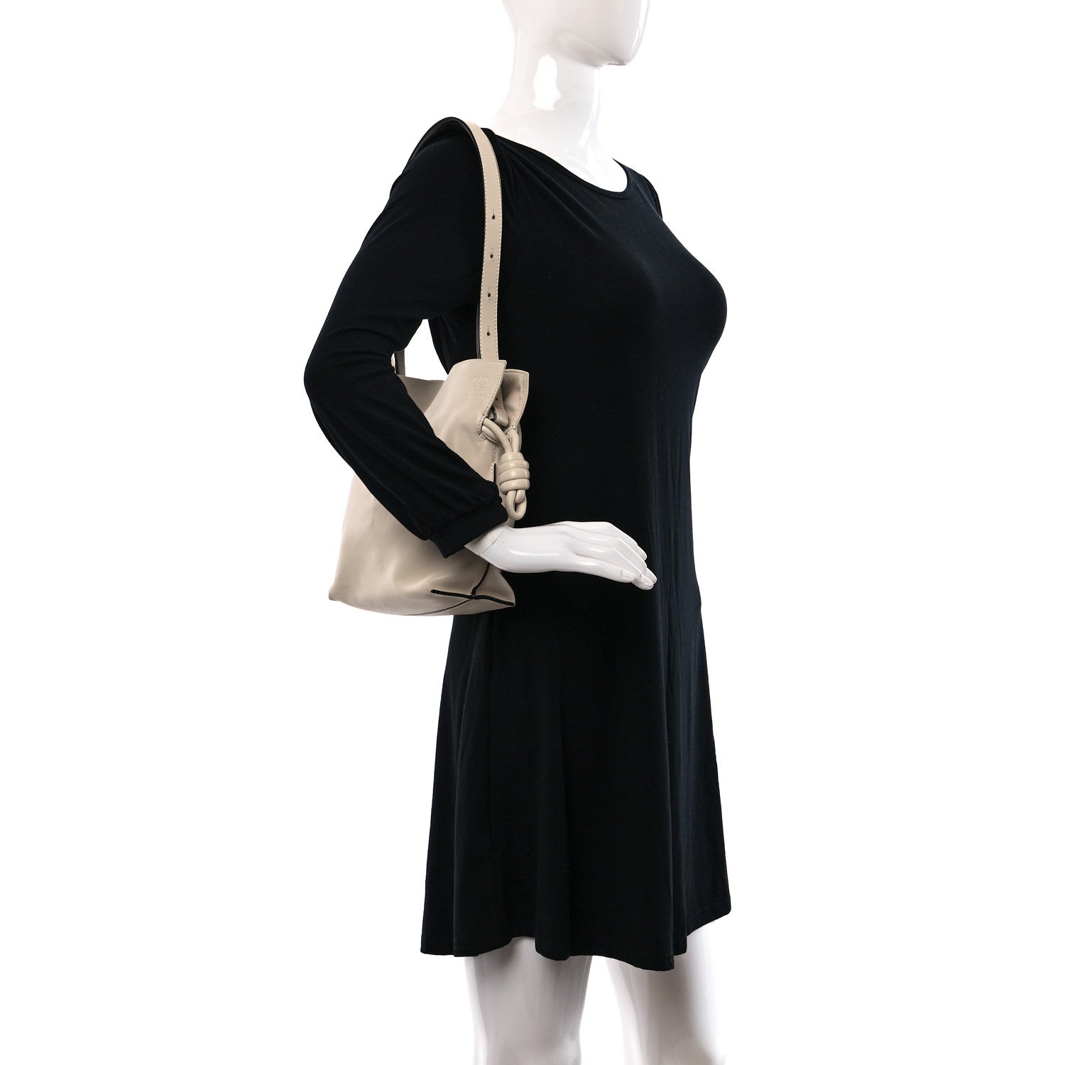 Loewe Calfskin Small Flamenco Knot Bag Ivory 2 of 13