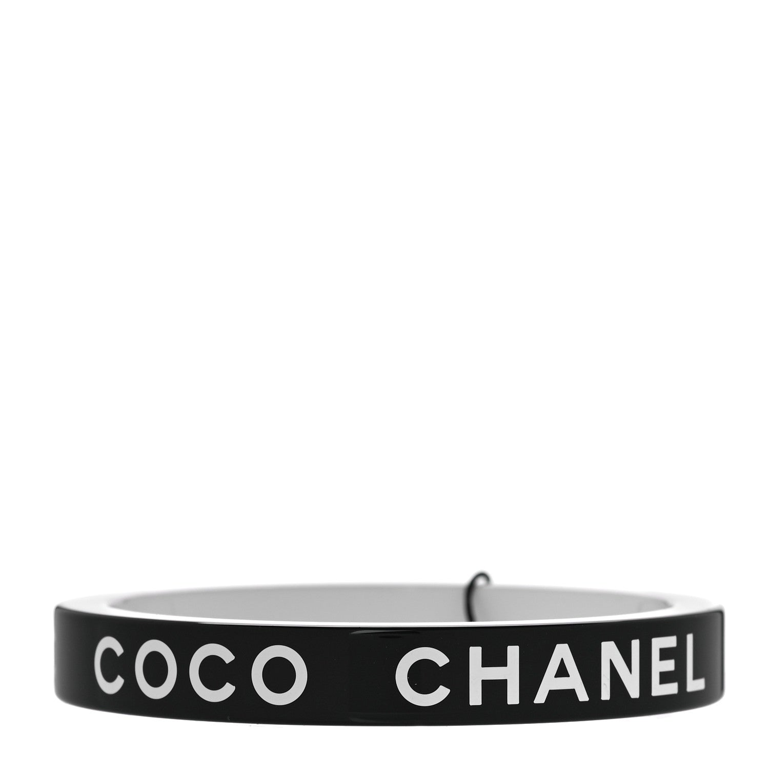 Chanel Resin Logo Bangle Bracelet Black White 3 of 5