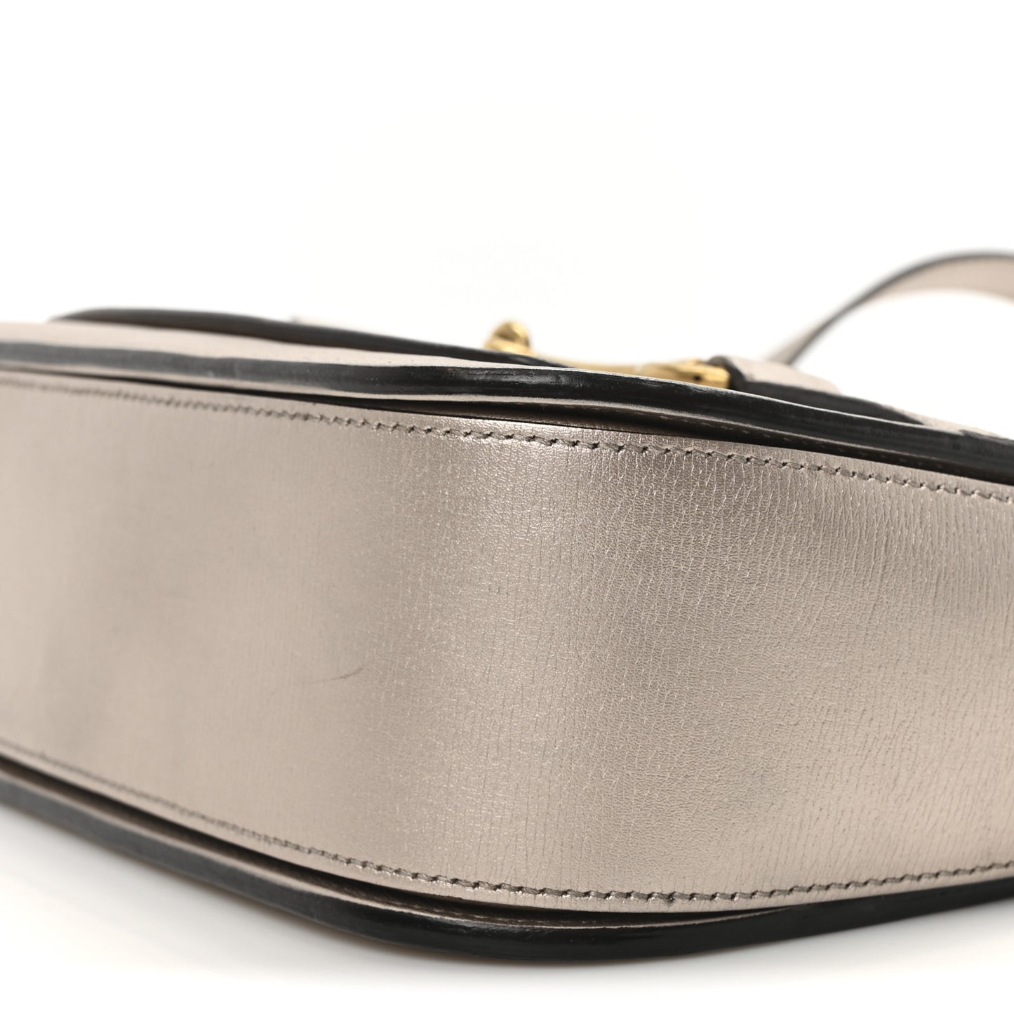 Textured Metallic Calfskin Bright Bit Flap Bag Silver