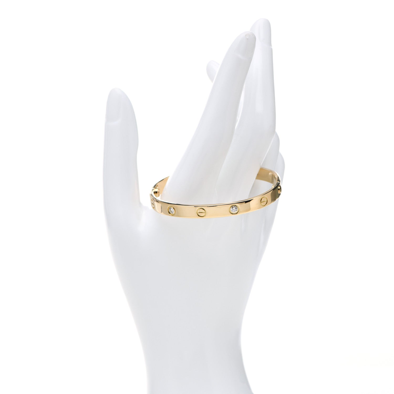Cartier 18K Yellow Gold 4 Diamond LOVE Bracelet 17 2 of 7