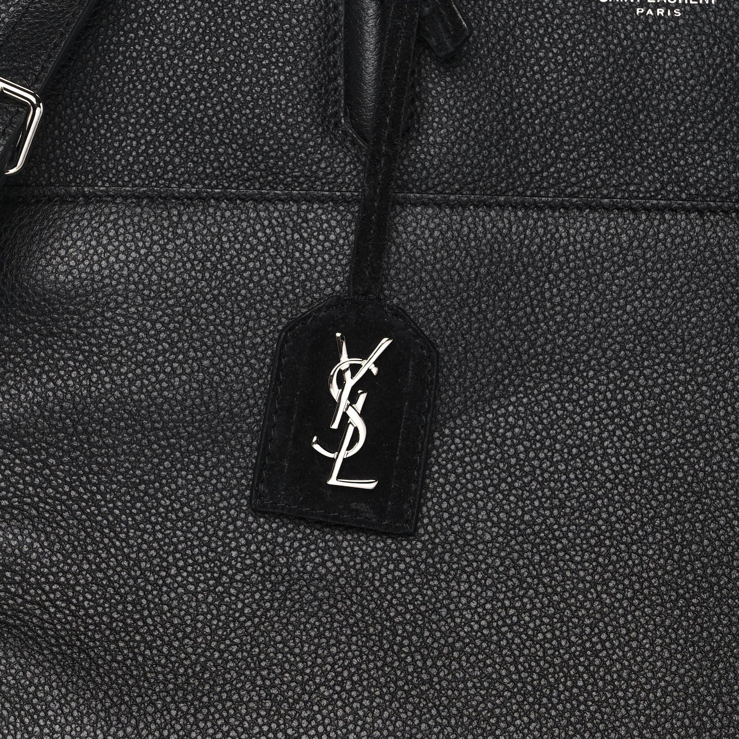 Saint Laurent Grained Calfskin Small Cabas Rive Gauche Black 11 of 12