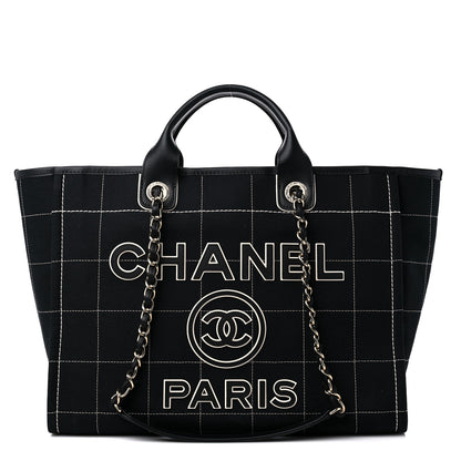 Chanel Cotton Medium Deauville Tote Black White 1 of 10