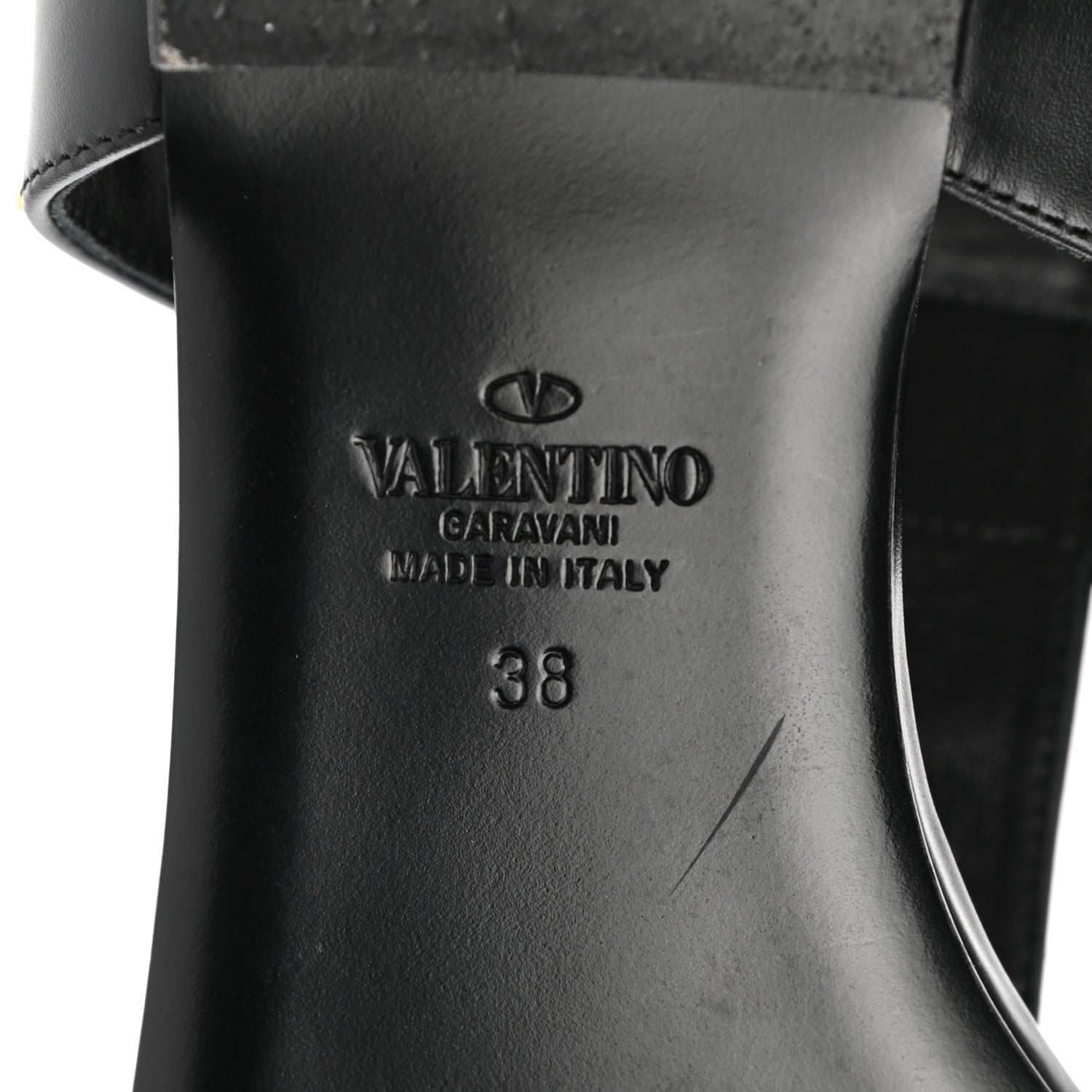 Valentino Garavani Calfskin Roman Stud Ankle Strap Flat Sandals 38 Black 6 of 12