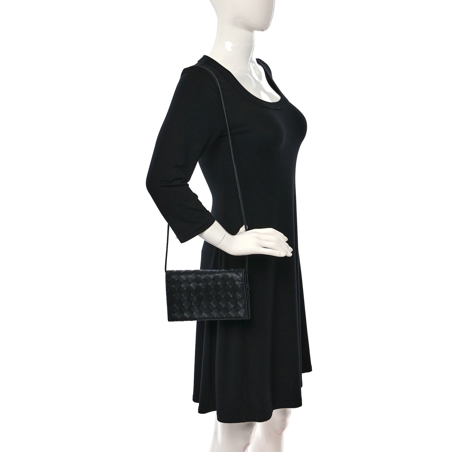 Nappa Intrecciato Wallet On Strap Black