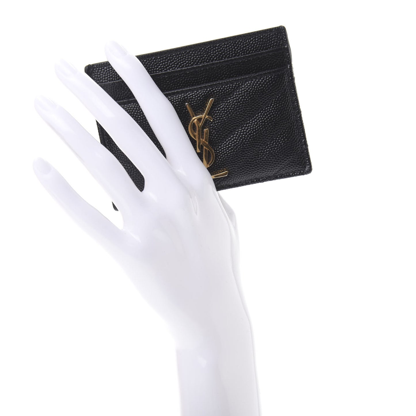 Grain De Poudre Matelasse Chevron Monogram Credit Card Case Black
