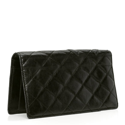 Chanel Aged Calfskin Quilted Cambon Yen Wallet Black 2 of 6