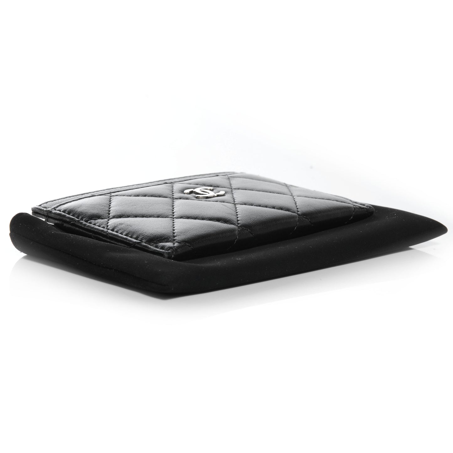 Lambskin Quilted Card Holder Black