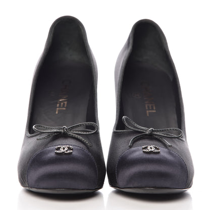 Chanel Satin Cap Toe CC Pumps 39 Gris Marine 2 of 10